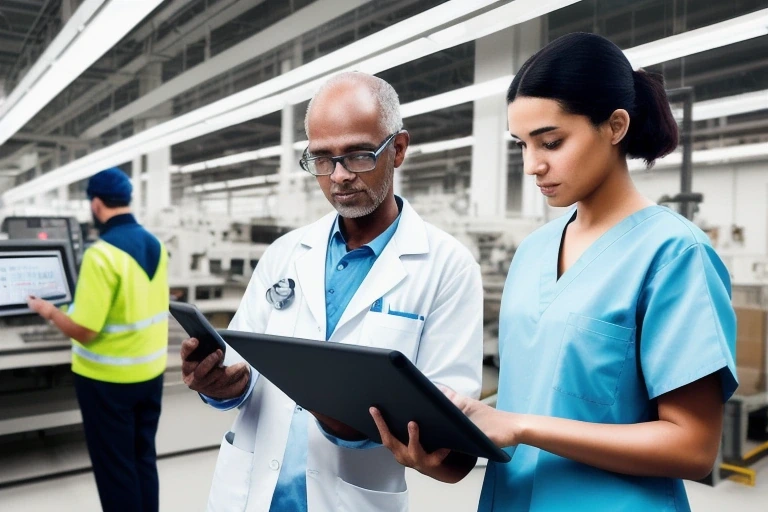 Professionals using Android tablets across healthcare, manufacturing, and field operations