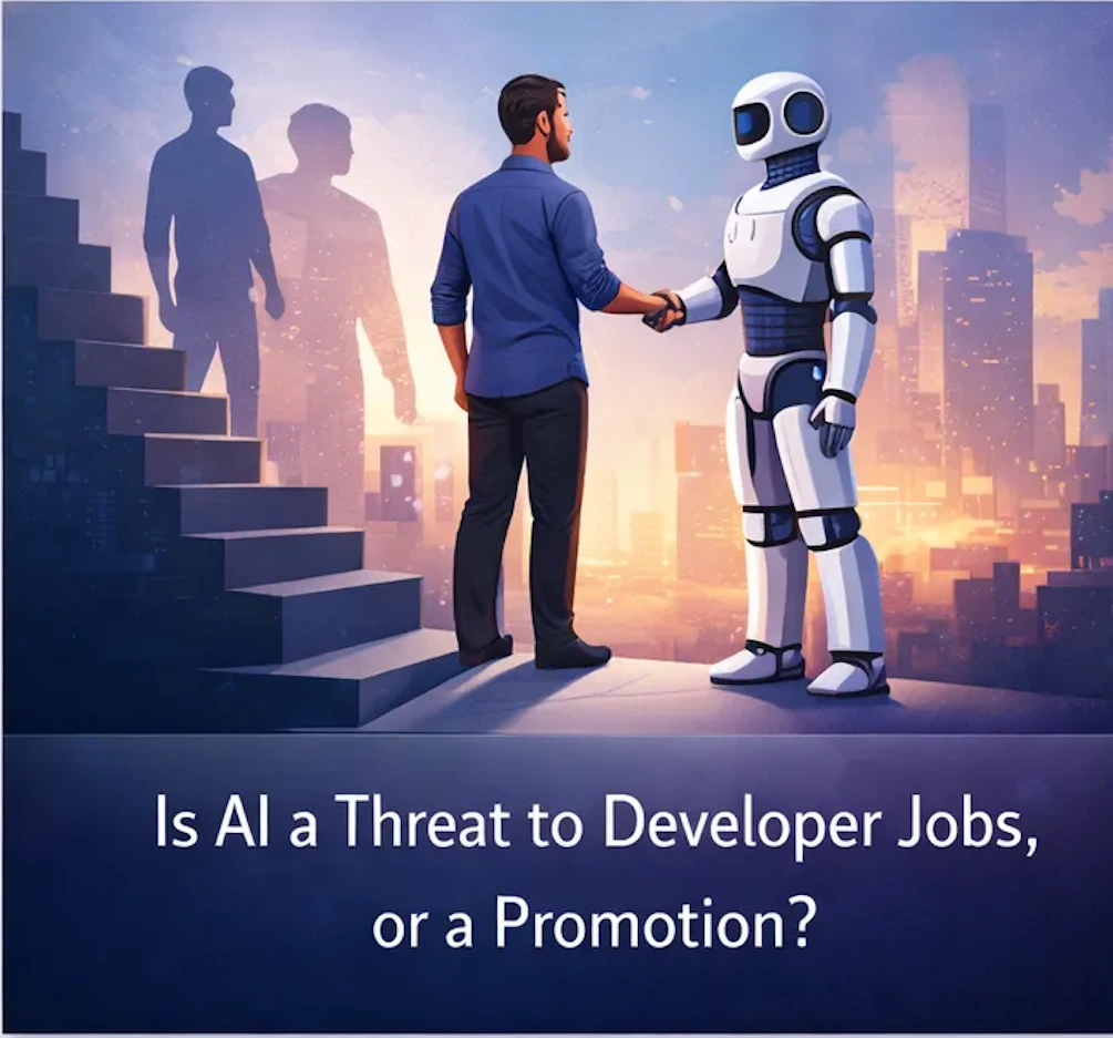 Software developer collaborating with AI